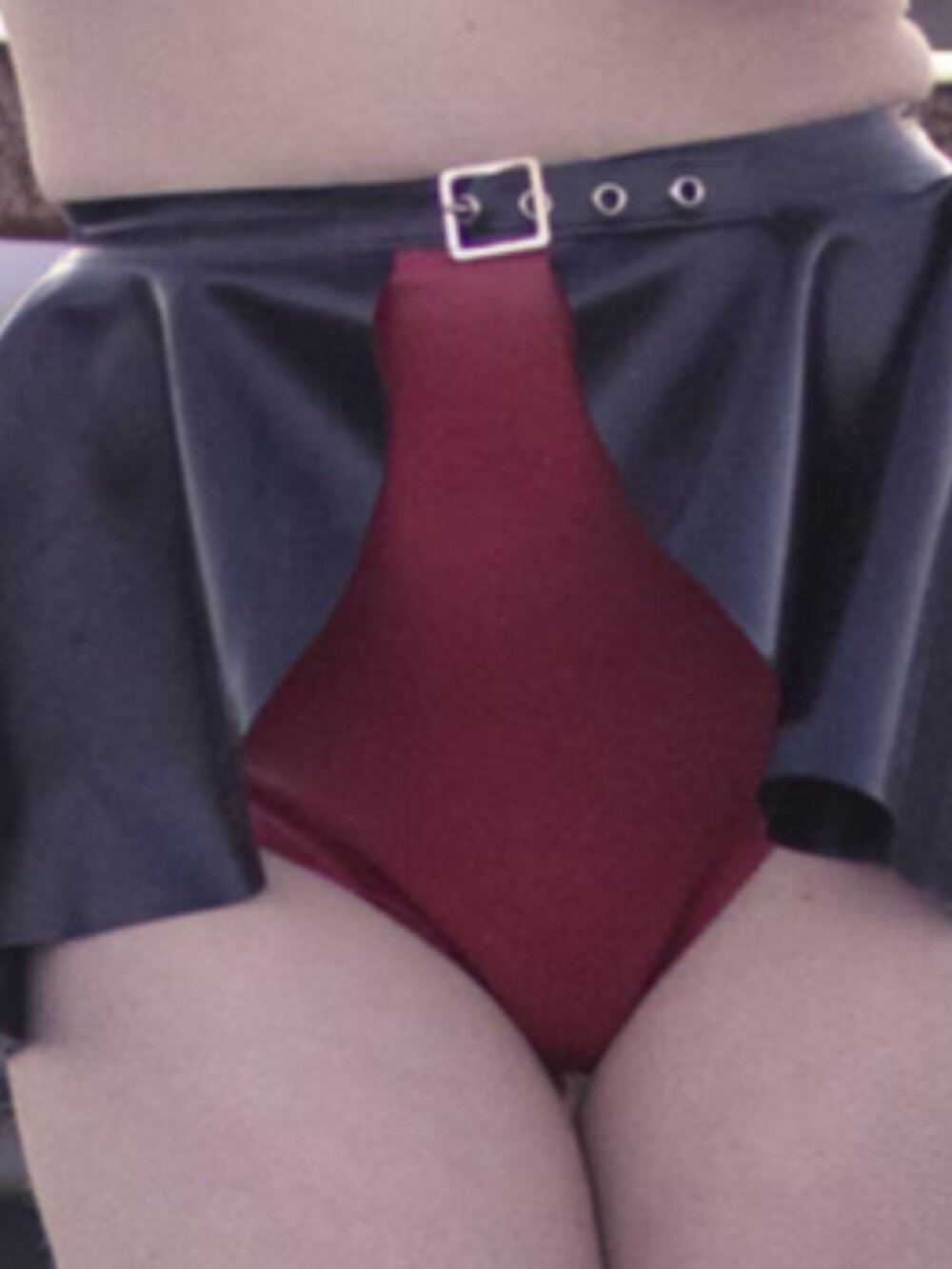 Rubber Latex Peplum Belt mini skirt with buckle - Picture 3 of 11